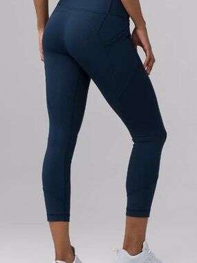 Lululemon All The Right Places Crop Leggings Navy Blue High Rise Size S